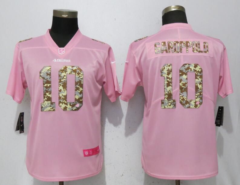Women San Francisco 49ers #10 Garoppolo Pink Camouflage font love pink Nike Vapor Untouchable Player NFL Jerseys->women nfl jersey->Women Jersey